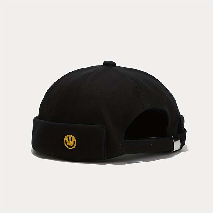 1pc Comfortable Soft Cotton Trucker Hat with Golden Face Embroidery Lightweight Fitted All-Seas
