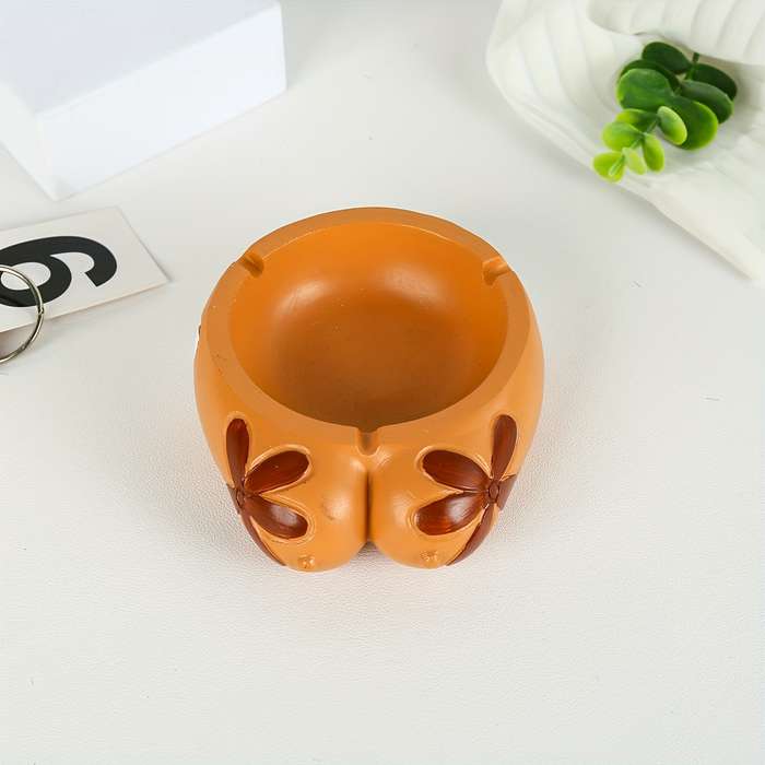 1pc Creative Resin Chest Ashtray with Floral Design Unique Home Decor for Living Room Deskto