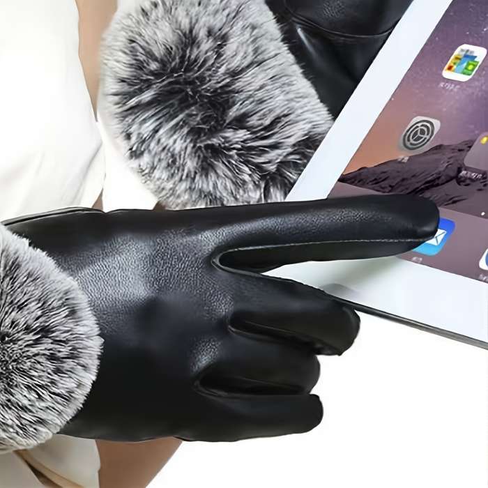 1 Pair Black One Size Warm Gloves