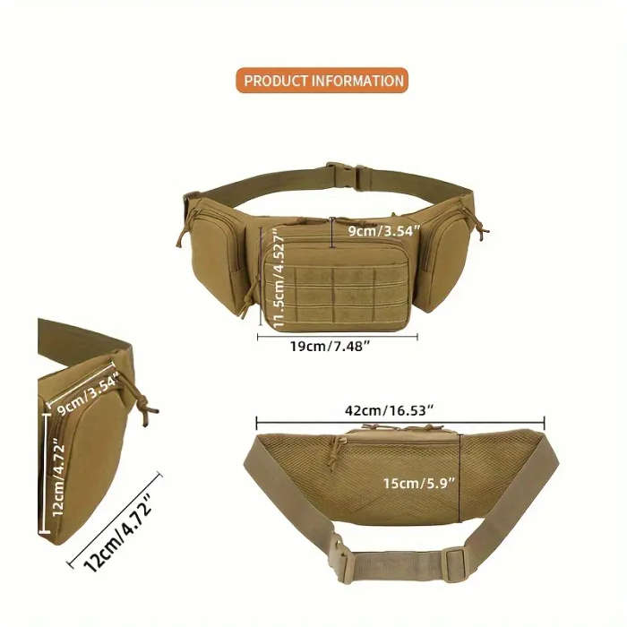 1pc Tactical Pistol Fanny Pack Multi-Functional Oxford Cloth Waist Bag Large Capacity Travel Gear Po