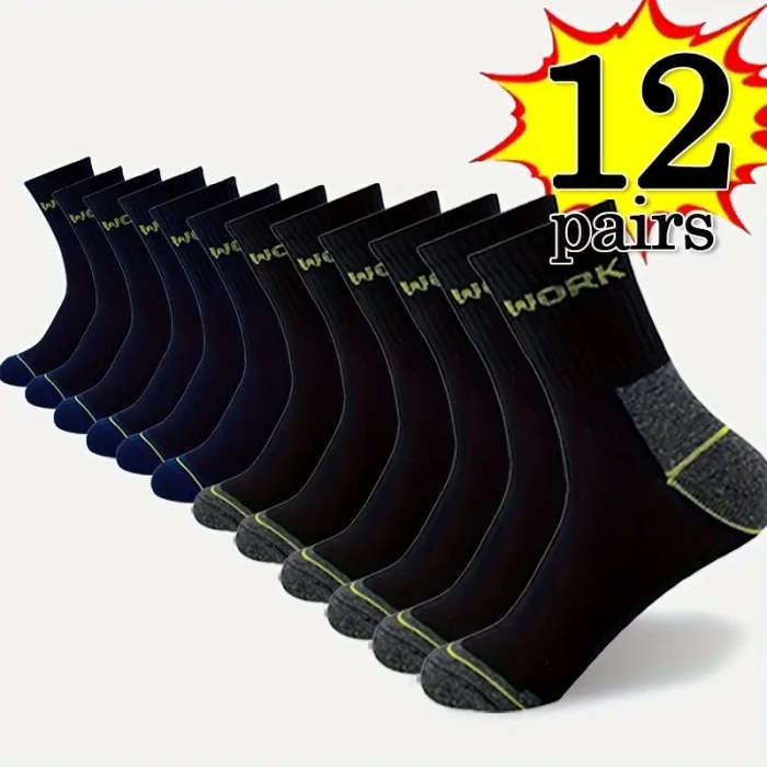 12 Pairs of Men's Heavy-Duty Athletic Socks