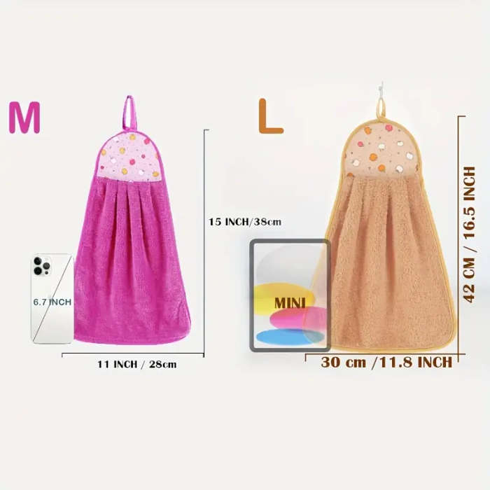 1pc Ultra-Absorbent Quick-Dry Kitchen Bathroom Hand Towel Lightweight Cartoon-Themed Round Nylon Mic