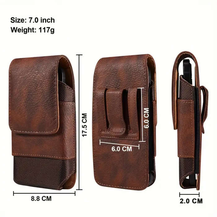 1pc Outdoor Belt for a 7.0-Inch Universal Leather Phone Case Made from Top Layer Cowhide Bag