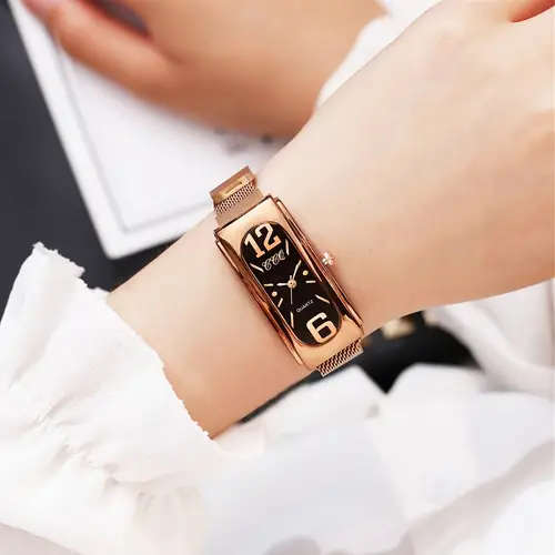 1pc Women'S Fashion Casual Square Quartz Wrist Watch with Numerical Scale Dial Alloy Band And Case N