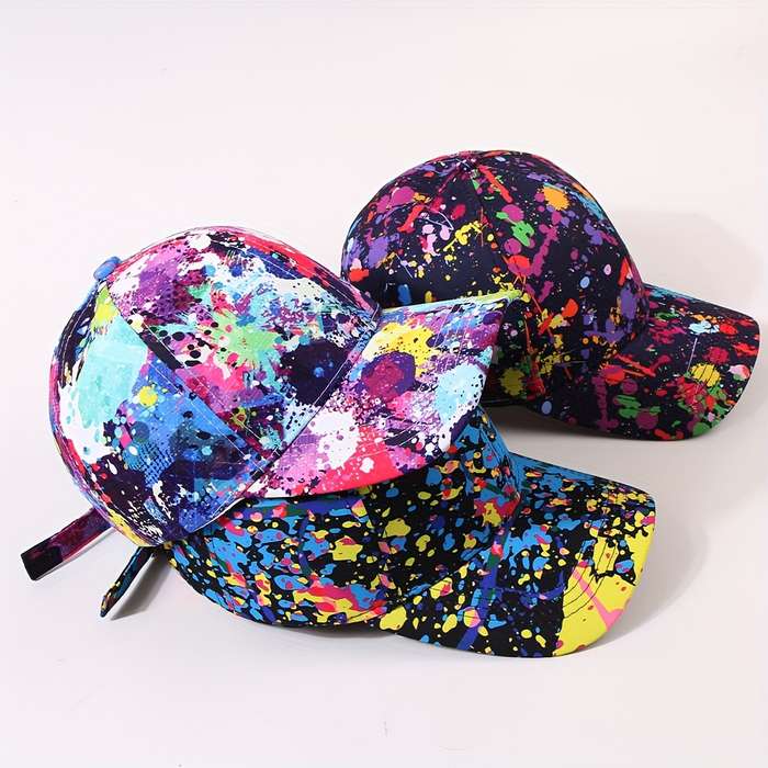 1pc Tie Dye Graffiti Baseball Cap Trendy Hip Hop Print Dad Hats Lightweight Adjustable Sports Hats