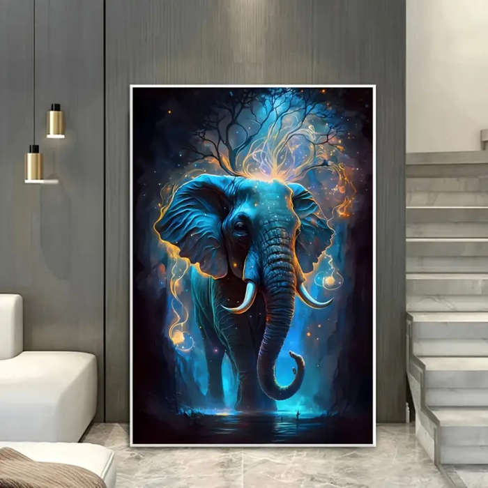 1pc Modern Abstract Elephant Print Canvas Art Frameless Wall Poster 31.49x47.24in 80cmx120cm for Liv