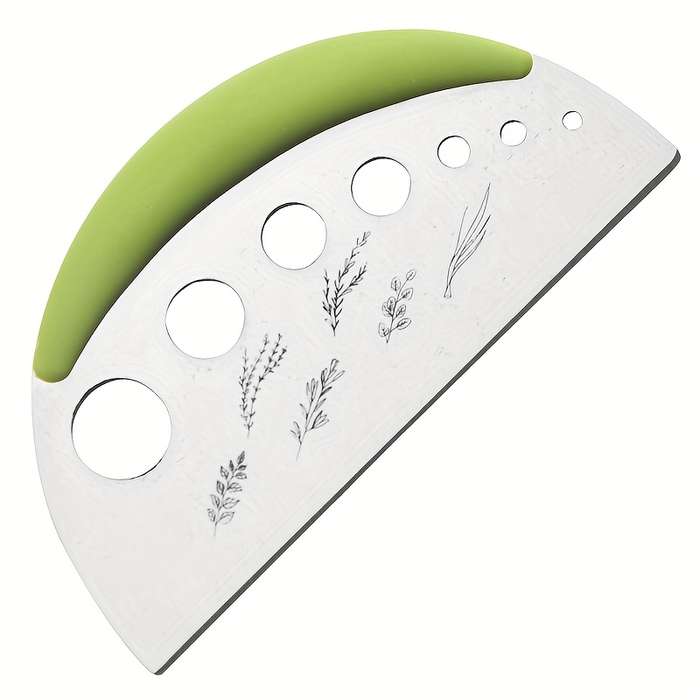 1pc Stainless Steel Herb Stripper 7-Hole Manual Kitchen Cutter with Safety Cover Round Blade for