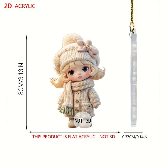 1pc 2D Flat   Cartoon Girl Pendant Modern Acrylic Family Theme Perfect Holiday Gift Car Hanging Dec