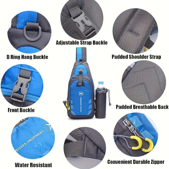 1pc Athletic Canvas Crossbody Chest Bag Versatile Unisex Sling Backpack with Multiple Compartments