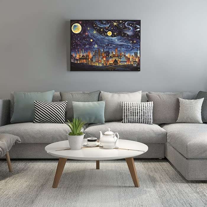 500pcs Starry Night Cityscape Jigsaw Puzzle Velvet Material Thick Durable Seaml