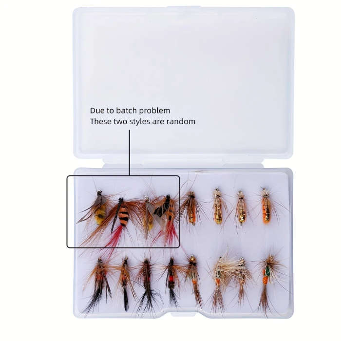 16pcs Hand-Tied Fly Fishing Lure Set Mixed Colors PVC Stainless Steel Hooks for Trout Bass Perch