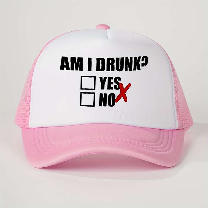 1pc Am I Drunk? Question Checkmark Baseball Cap Unisex Trucker Hat Breathable Adjustable Golf Su