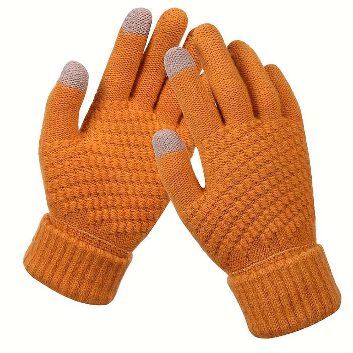 1 Pair Black Winter Warm Knitted Gloves Warm Gloves