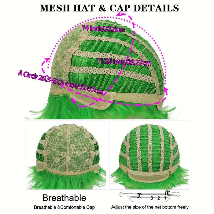 1Pc Grass Green 20.32cm Fashion Design Wig