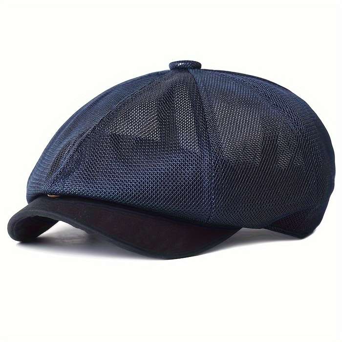 1pc Breathable Mesh Newsboy Cap Summer Casual Outdoor Beret Fashion Solid Color Octagonal Hat fo