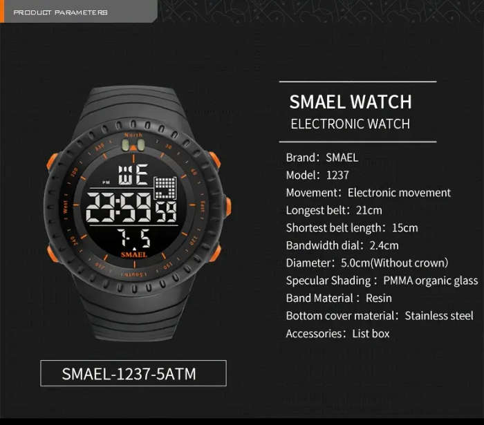  sports led electronic watch luminous alarm digital wrist watch for outdoor camping hiking travel details 4