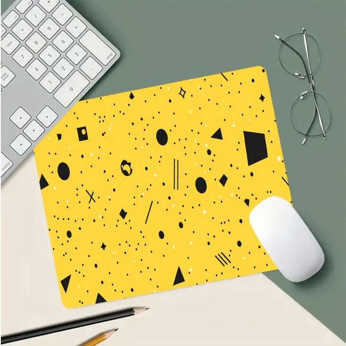 1pc 21x26cm Yellow Geometric Mouse Pad Vibrant Durable Rubber Desk Accessory
