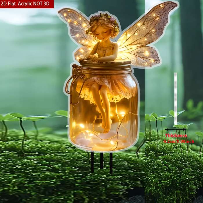 1pc 2D Flat   Bohemian Style Acrylic Fairy 16.51cmx 20.32cm Whimsical Garden Stake Perfect for