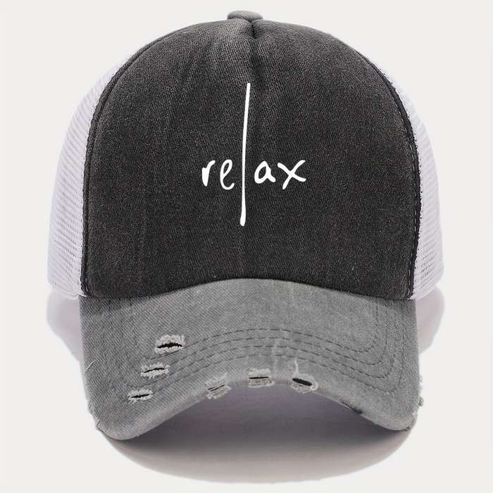 1pc RELAX Artistic Letter Print Baseball Cap Multicolor Blend Trucker Hat Lightweight Breatha