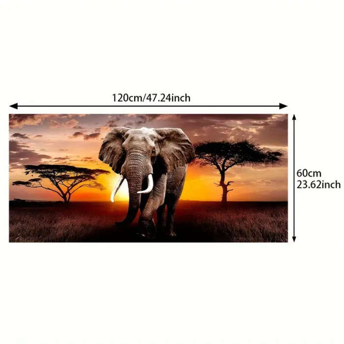 1pc Modern Abstract Sunset Elephant Canvas Wall Art 59.99x119.99cm Frameless Large Poster for Living