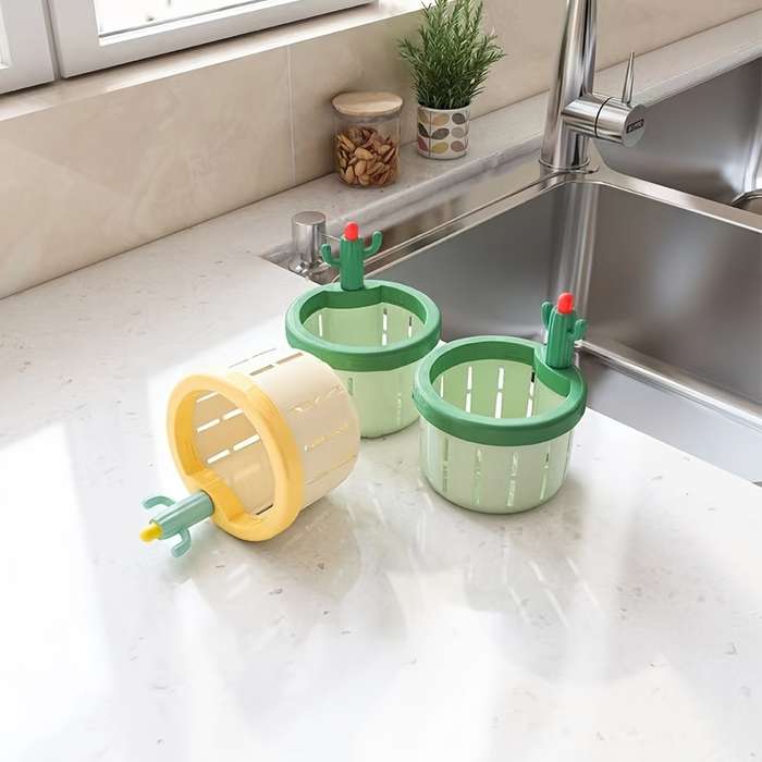1pc Cactus-Shaped Kitchen Sink Strainer Creative Drain Basket for Residue Anti-Clog Odor Preve