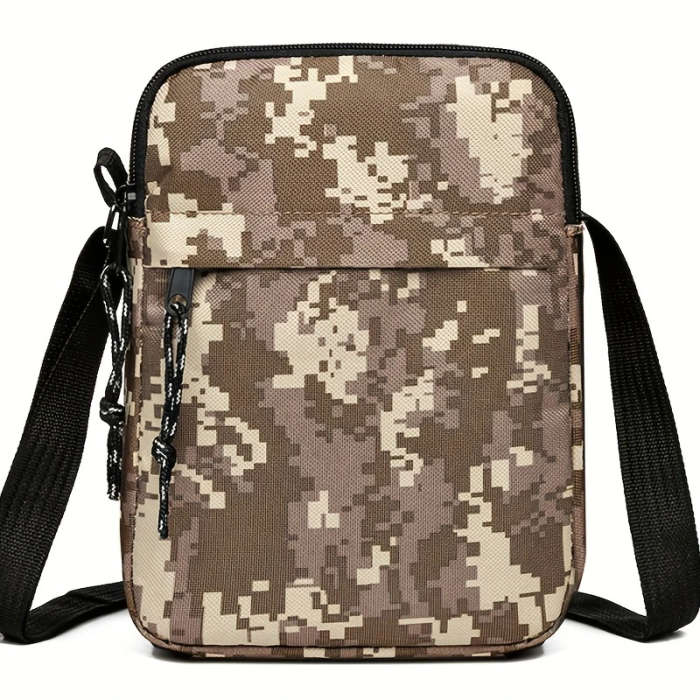 1pc Unisex Camouflage Crossbody Bag Casual Nylon Shoulder Sling with Tassel Detail Adjustable Strap