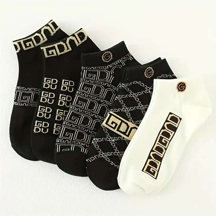 5Pack Men'S Vintage Ethnic Knit Crew Socks of Ultra Comfy Breathable Anti-Odor Men'S Low Cut Socks S