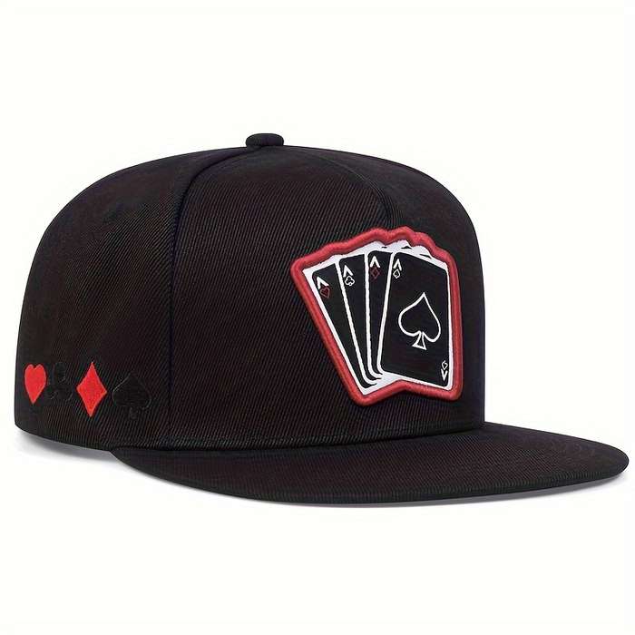 1pc Fashion Snapback Hat with Playing Card Design Breathable Mesh Sun Protection Lightweight fo
