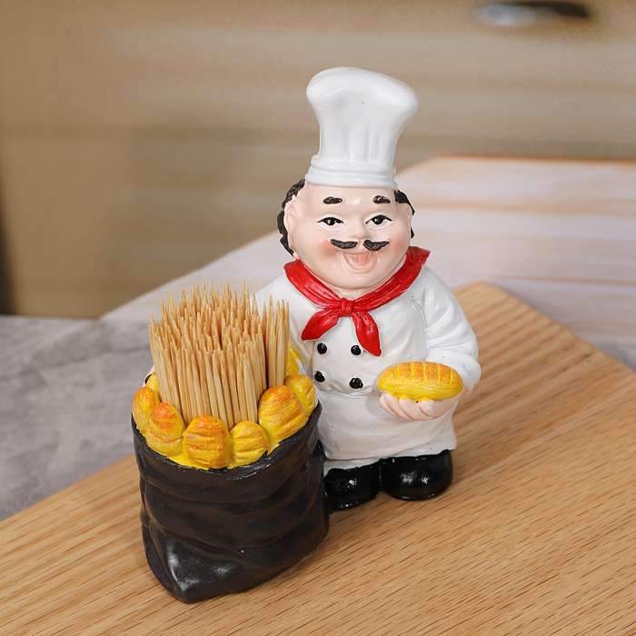 1pc Chef-Inspired Resin Toothpick Holder Countertop Bread Design for Kitchen Dining Decor