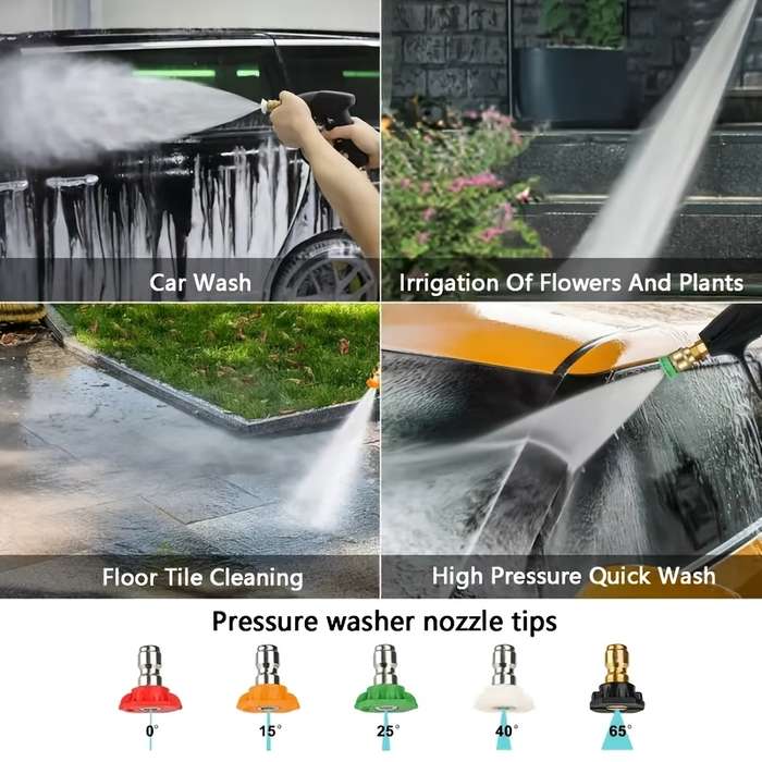 1Pc 5 Nozzle Heads High Pressure Water Gun M22-14 Hose Connector