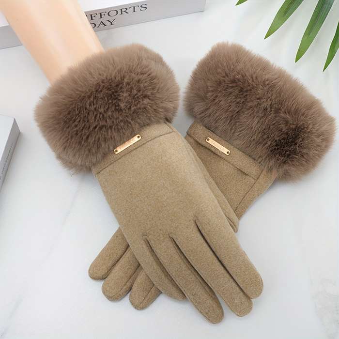 1 Pair Khaki Winter Touchscreen Gloves