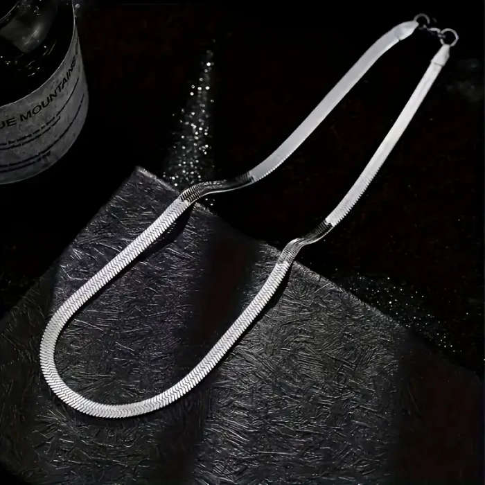 3mm Flat Snake Bone Chain Necklace - 304L Stainless Steel