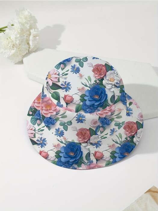1pc Reversible Floral Bucket Hat for Men Women Sun Protection Polyester Non-Stretch Perfect