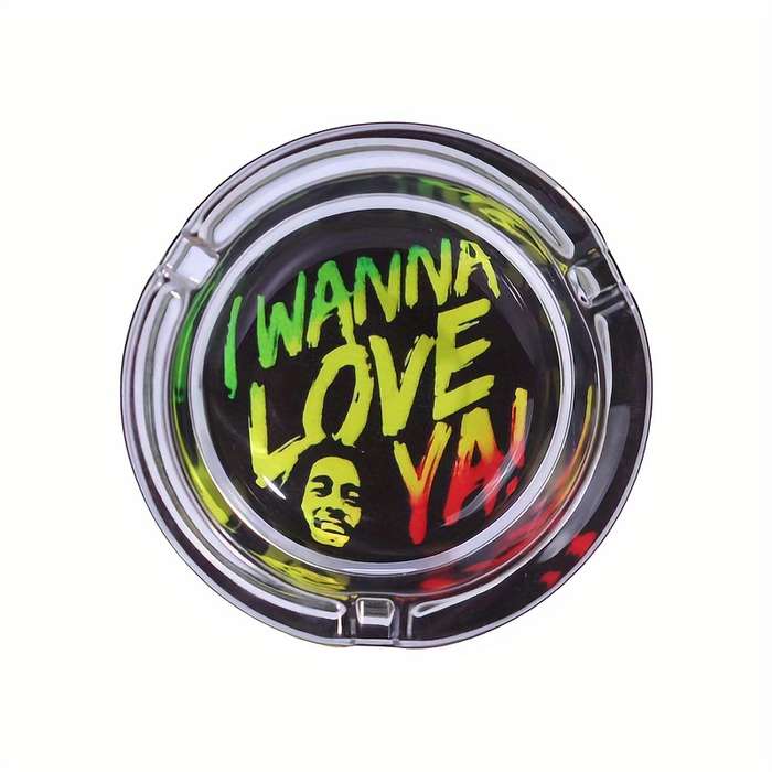 1pc Charming Cartoon Flower Glass Ashtray 85mm Round Perfect for Home Use Gifts