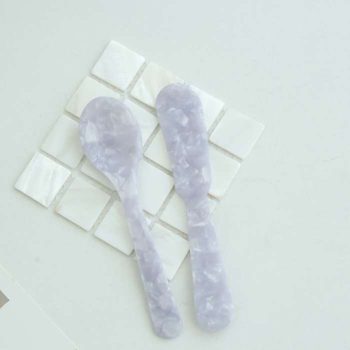 2pcs Acrylic Spoon and Butter Knife Set Shatter Resistant PMMA Kitchenware Light Purple Ivory