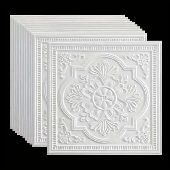 40pcs Elegant White 3D Floral and Geometric Pattern Wall Stickers
