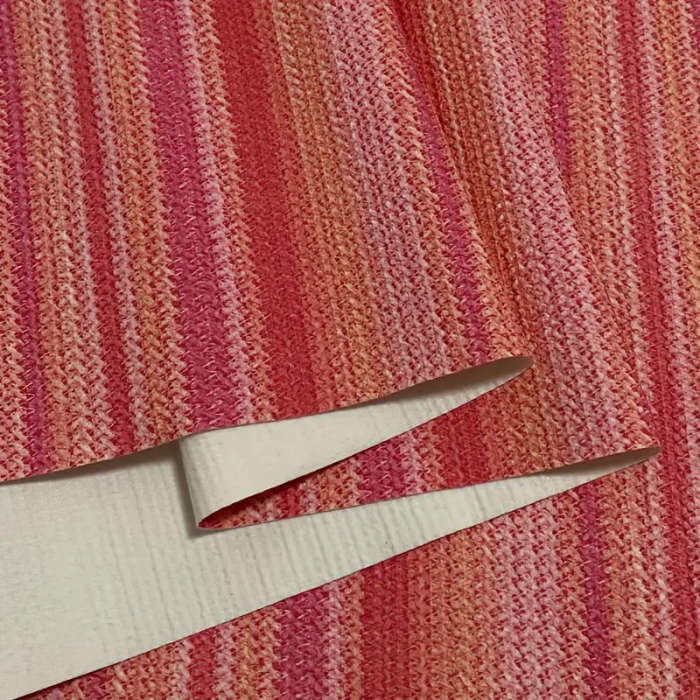 1 Piece Of Multicolor Rainbow Striped Woven Faux Leather Khaki