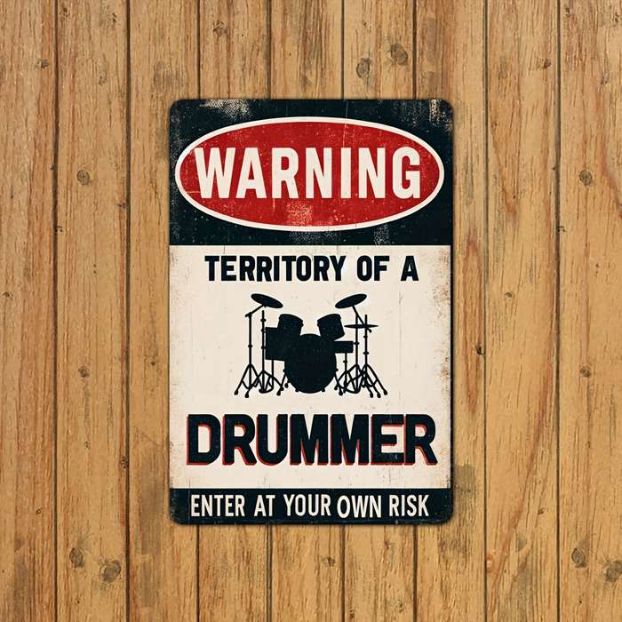 1pc  Drum Set Warning Metal Sign Vintage Club Decorative Drummer Tin Poster Area Home Music Roo