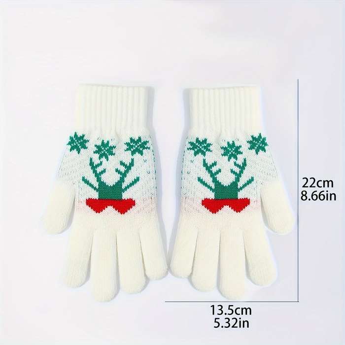 2 Pair Red Gloves One Size Warm Gloves