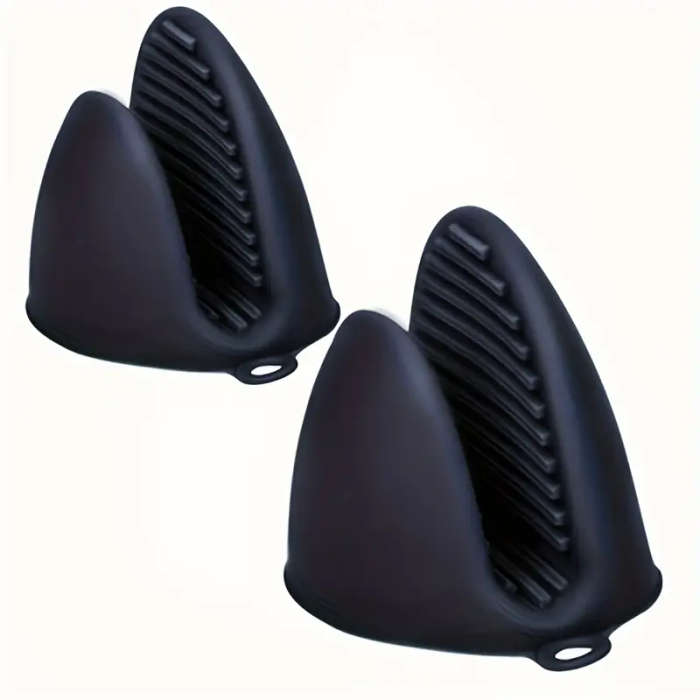 1Pair Premium Silicone Heat-Resistant Gloves Non-Slip Thick Insulated Mitts with Textured Grip for S