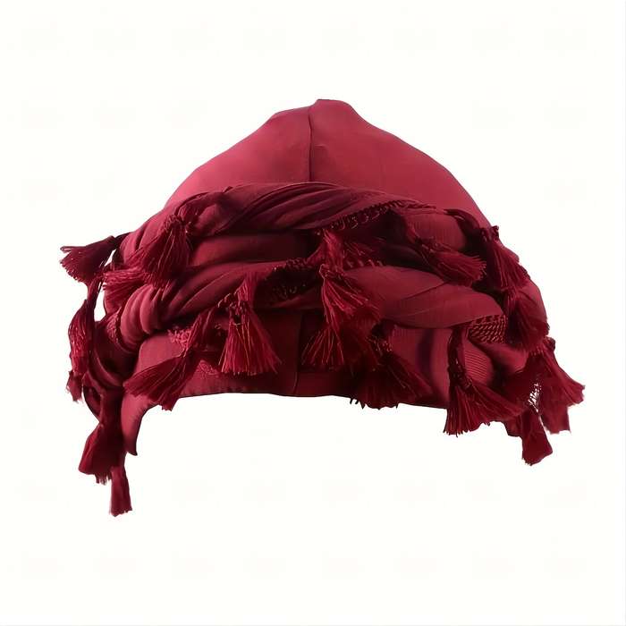 1pc Men's Maroon Tassel Braid Beanie Double Layer Hip Hop Style Soft Satin Lining Breathable Po
