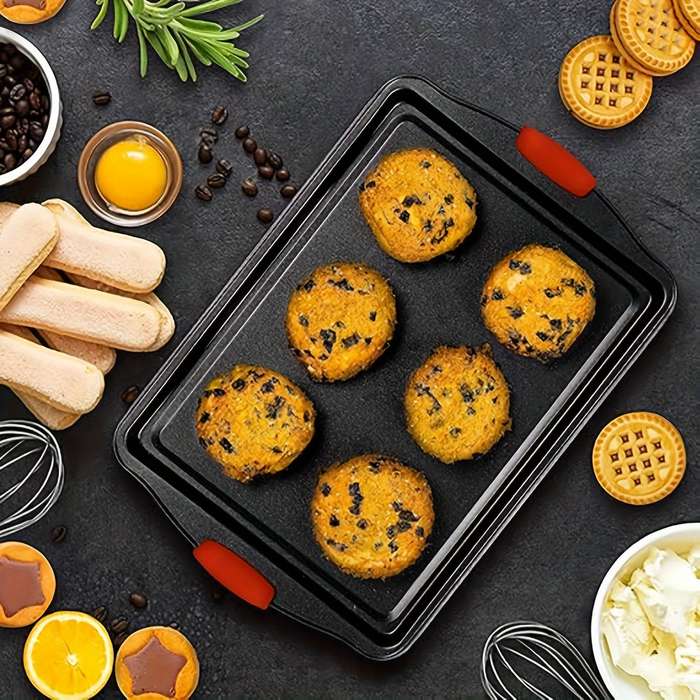 3-Piece Premium Non-Stick Metal Bakeware Set Durable Carbon Steel Heat Resistant Easy-Relea