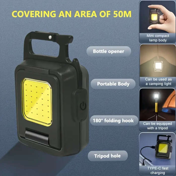 1pc LED Keychain Flashlight USB Rechargeable Multifunctional Portable Torch