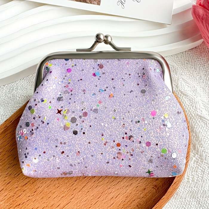 1pc Festive Glitter Mini Pouches 4 Colorful Sparkly Coin Purses with Zipper Closure Perfect for