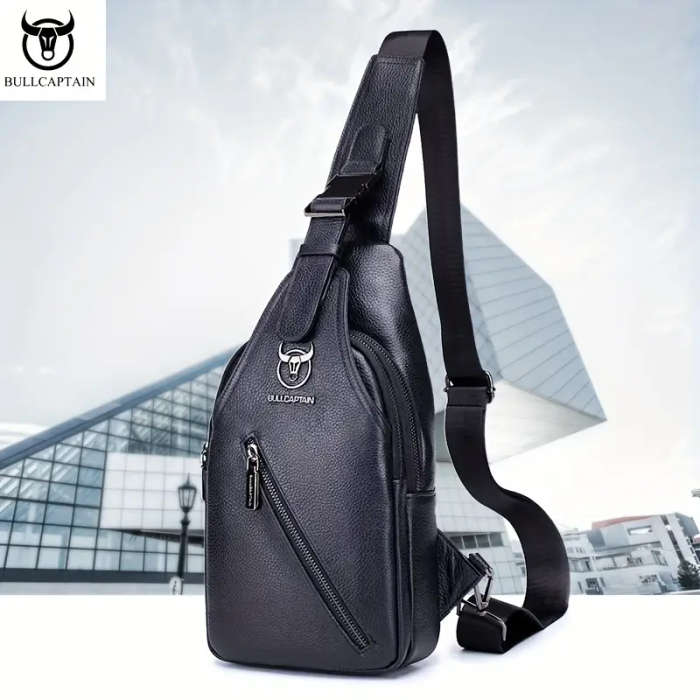 Men's Multi-layer Satchel Bag Genuine Cowhide Leather Sling Bag For Daily Use Multi-functional Shoul