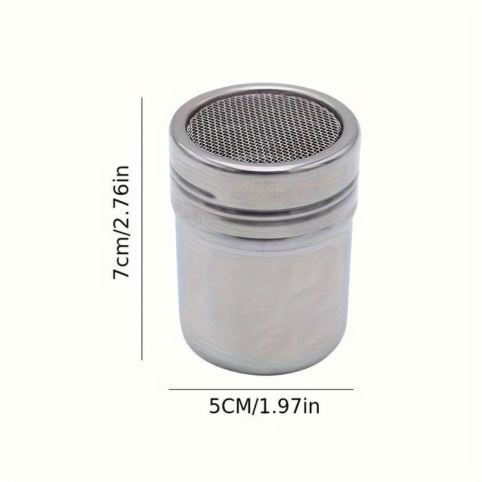 1pc Stainless Steel Powder Sugar Shaker Duster Fine Mesh for Precise Cocoa Cinnamon Coffee