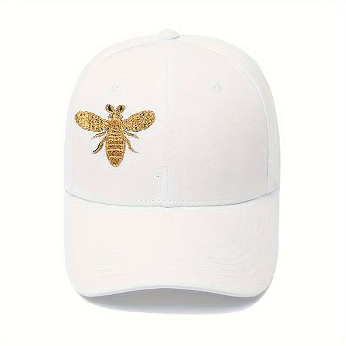 1pc Embroidered Bee Baseball Cap Stylish Sports Sun Protection Hat Adjustable Size Peaked Hat F