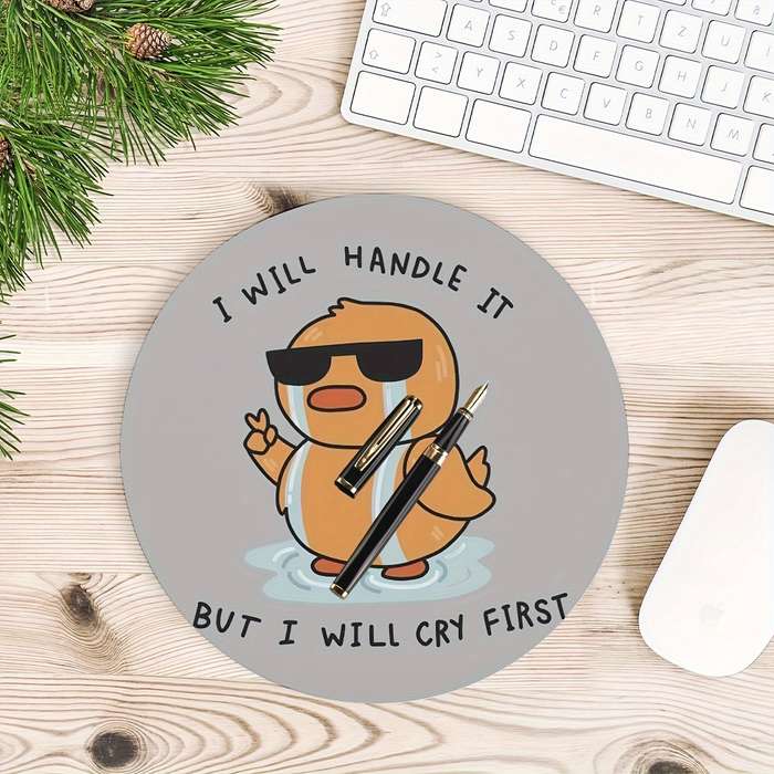1pc Chick-Themed Round Mouse Pad for Men Women Girls Non-Slip Rubber Base Perfect f