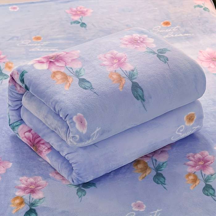 1ps Blanket Color Flowers   Light Purple size 150cmx200cm