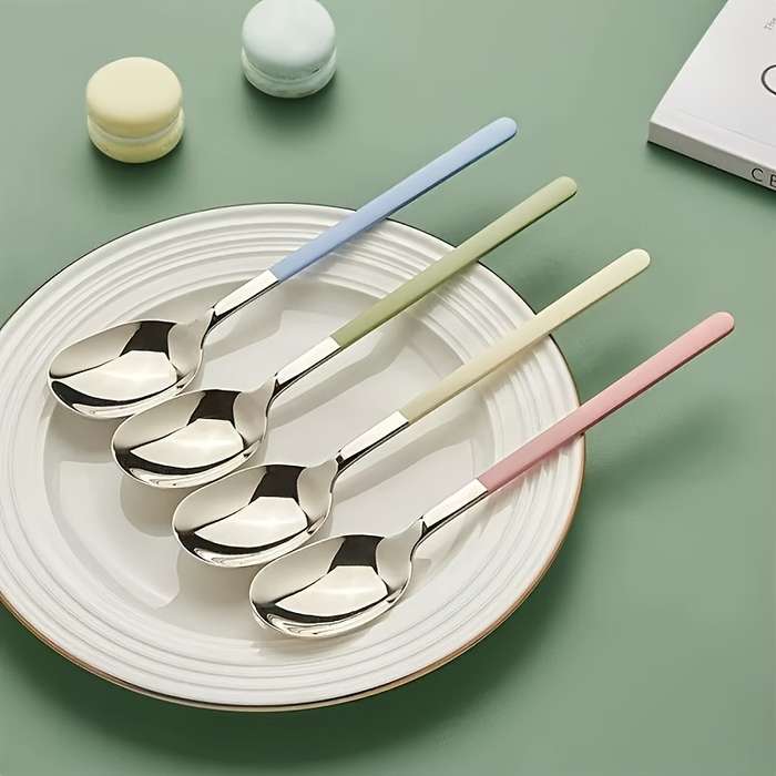 4pcs Set of Stainless Steel Spoons Dessert Spoons Coffee Spoons Mixing Spoons Perfect for H